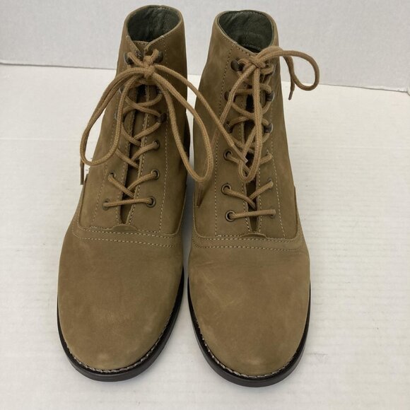 Gudrun Sjoden Suede Lace Up Embossed Boots Womens US 6 / EU 36 Tan Ankle Floral - Picture 9 of 15